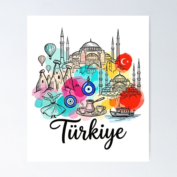 Item preview, Turkey Istanbul Colorful Travel Illustration designed and sold by EdwinkOne.