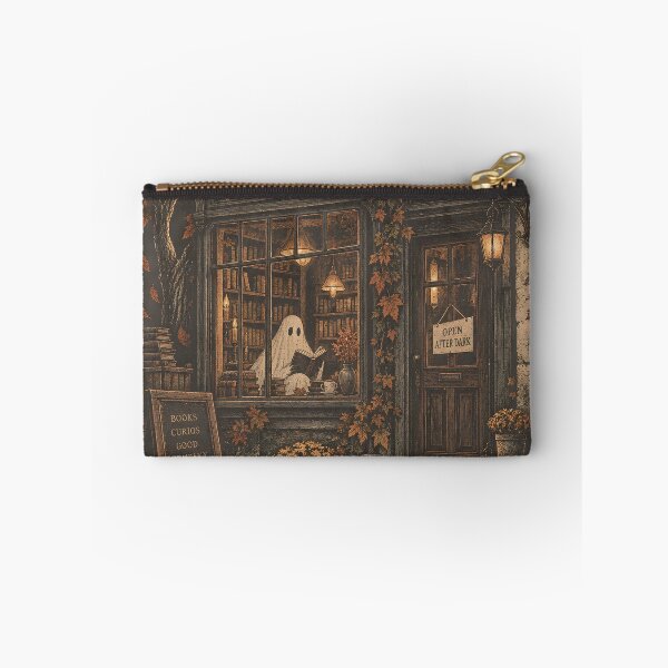 Item preview, Haunted Bookstore with Reading Ghost – Vintage Halloween designed and sold by pinkaesthetik.