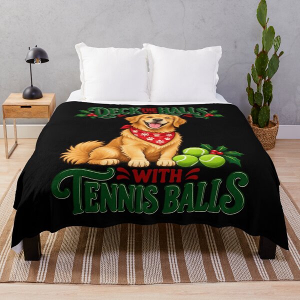 Item preview, Deck The Halls With Tennis Balls - Golden Retriever designed and sold by Good Mood Foundry.