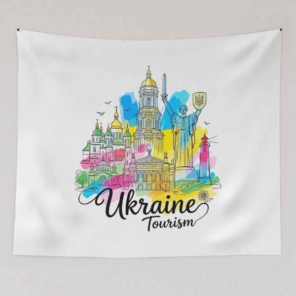 Item preview, Ukraine Kyiv Tourism Colorful Illustration designed and sold by EdwinkOne.