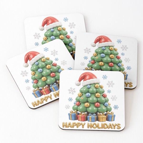 Item preview, Happy Holidays Balloon Christmas Tree with Gifts & Snowflakes Festive Holiday Design designed and sold by Zoolita   Store.