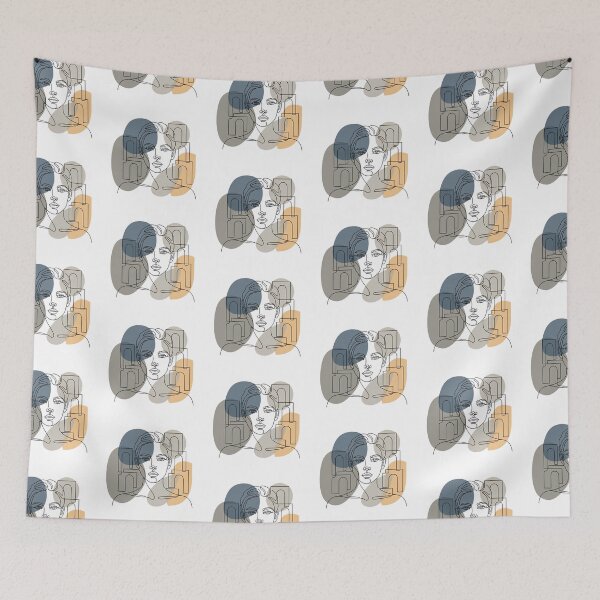 Item preview, Abstract Minimalist Line Art Woman with Geometric Shapes designed and sold by Artsyowlscrafts.