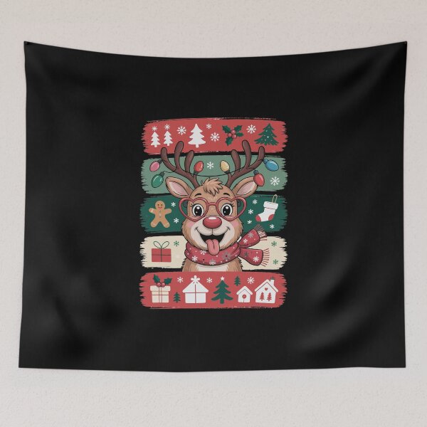 Item preview, Cute Christmas Reindeer – Funny Holiday Deer Heart Glasses Art designed and sold by jkrphoto.