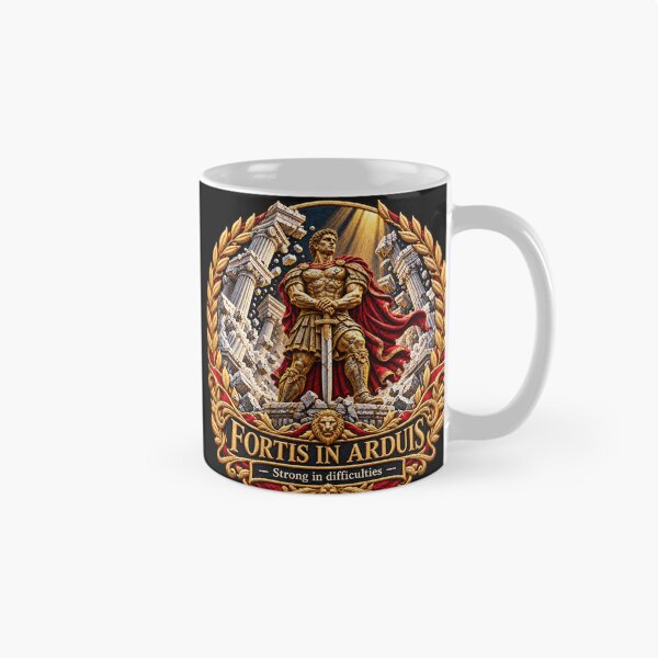 Item preview, Roman Warrior Embroidery – Fortis in Arduis Latin Motto Art designed and sold by Emoji Emblems.