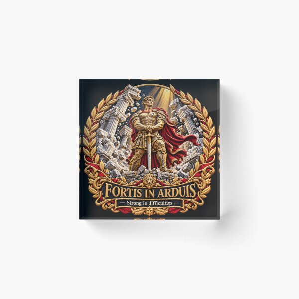 Item preview, Roman Warrior Embroidery – Fortis in Arduis Latin Motto Art designed and sold by Emoji Emblems.