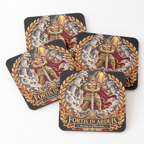 Item preview, Roman Warrior Embroidery – Fortis in Arduis Latin Motto Art designed and sold by Emoji Emblems.