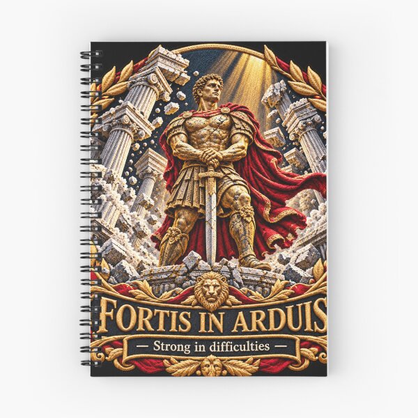 Item preview, Roman Warrior Embroidery – Fortis in Arduis Latin Motto Art designed and sold by Emoji Emblems.