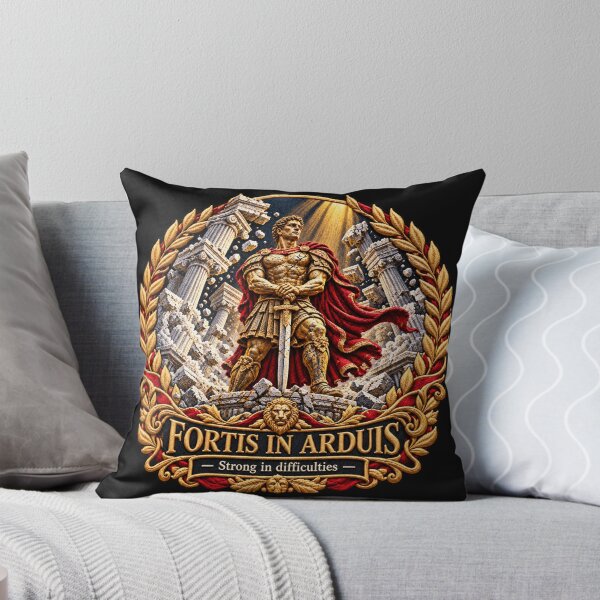 Item preview, Roman Warrior Embroidery – Fortis in Arduis Latin Motto Art designed and sold by Emoji Emblems.