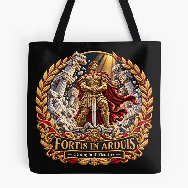 Item preview, Roman Warrior Embroidery – Fortis in Arduis Latin Motto Art designed and sold by Emoji Emblems.