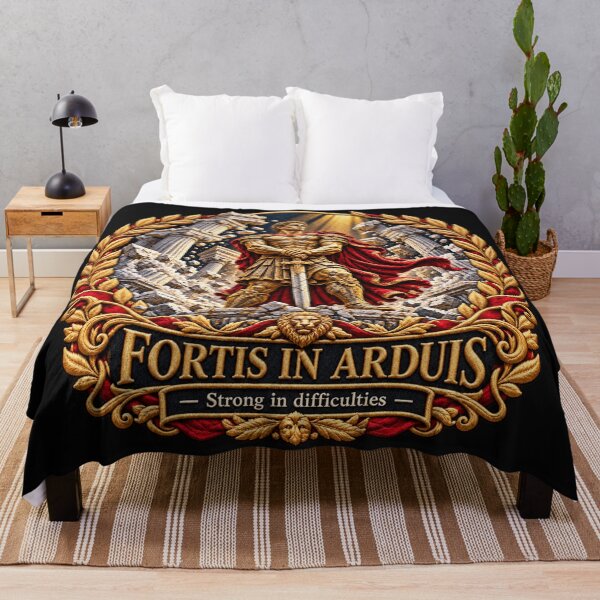 Item preview, Roman Warrior Embroidery – Fortis in Arduis Latin Motto Art designed and sold by Emoji Emblems.