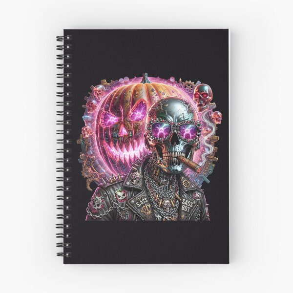 Item preview, Halloween Cyborg Skull Pumpkin Pink Lightning designed and sold by Voodoo Store Paranormal Collections.