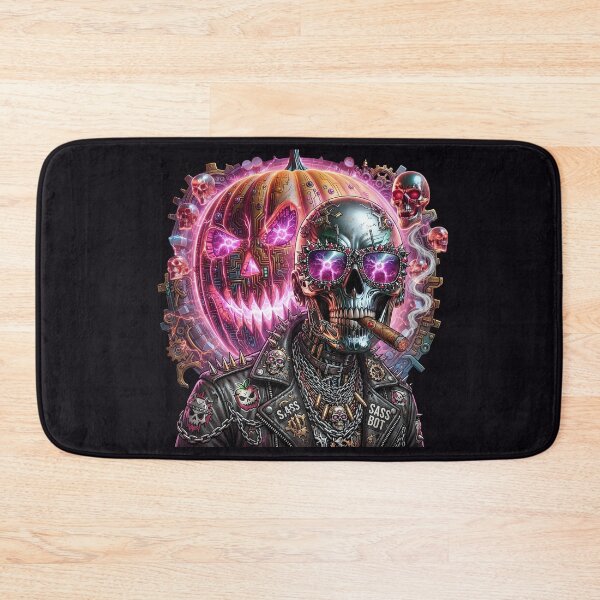 Item preview, Halloween Cyborg Skull Pumpkin Pink Lightning designed and sold by Voodoo Store Paranormal Collections.