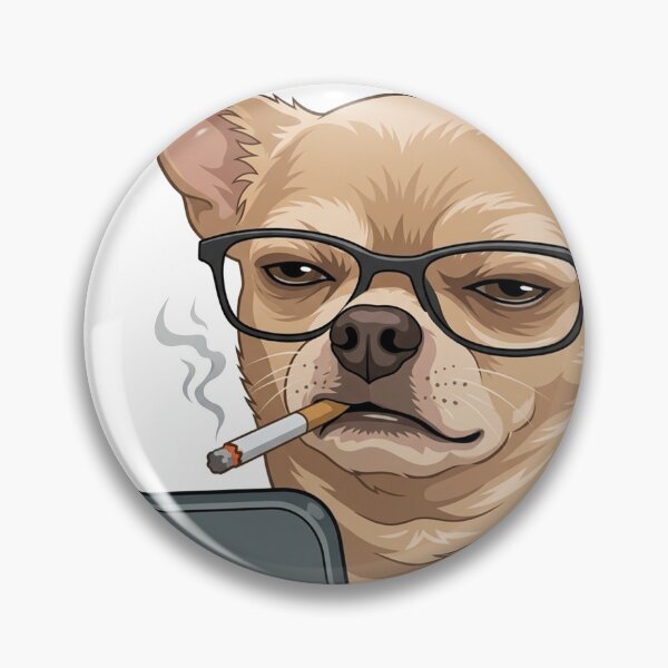 Item preview, Chihuahua Dog Wearing Glasses Holding Smartphone with Cigarette designed and sold by NostalgiaPop77.
