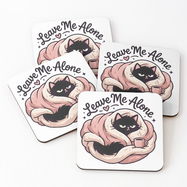 Item preview, Leave Me Alone Cozy Black Cat Cute Introvert Coffee Humor designed and sold by Artsyowlscrafts.