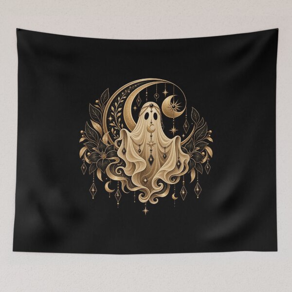 Item preview, Boho Celestial Sacred Ghost Zodiac Compass Art designed and sold by BohoMysticArt.