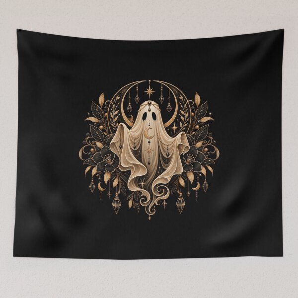 Item preview, Boho Celestial Sacred Ghost Zodiac Compass Art designed and sold by BohoMysticArt.