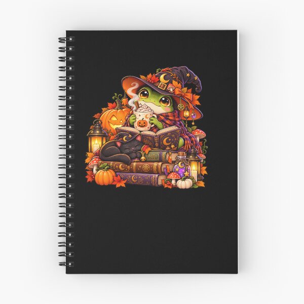 Item preview, Cozy Witch Frog Reading – Halloween Coffee, Books, Black Cat & Autumn Magic designed and sold by Vsajanas.