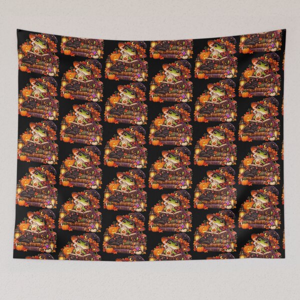 Item preview, Cozy Witch Frog Reading – Halloween Coffee, Books, Black Cat & Autumn Magic designed and sold by Vsajanas.
