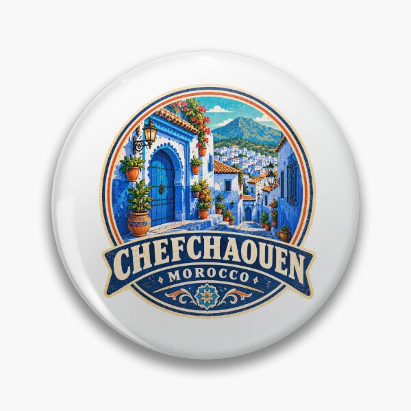 Aperçu de l'œuvre Affiche de voyage vintage de Chefchaouen, Maroc, la Ville Bleue créée et vendue par Globalcitytees.