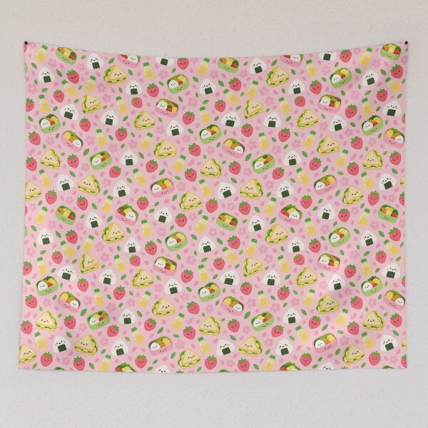 Item preview, Kawaii Cherry Blossom Picnic Cute Seamless Pattern Print designed and sold by Inkworksbyshery.