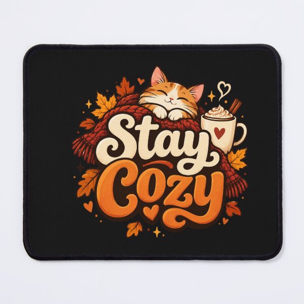 Item preview, Stay Cozy Autumn Cat Coffee – Cute Cozy Fall Aesthetic Quote designed and sold by Sanika arts .