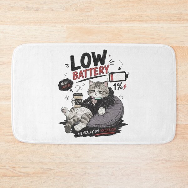 Item preview, Low Battery Need Coffee Funny Cat Mentally On Vacation designed and sold by PetalsPaws.