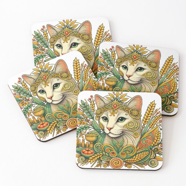 Item preview, Demeter Greek Goddess Cat Harvest Illustration designed and sold by ChicClicker.