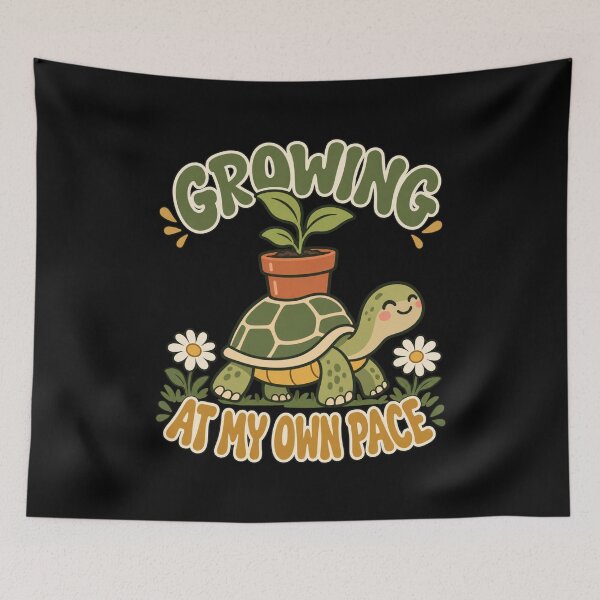 Item preview, Growing At My Own Pace - Cartoon Turtle designed and sold by Good Mood Foundry.