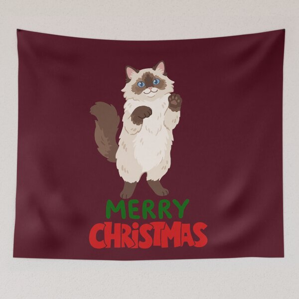 Item preview, Cute Ragdoll Cat Merry Christmas Holiday Art designed and sold by stormk10.