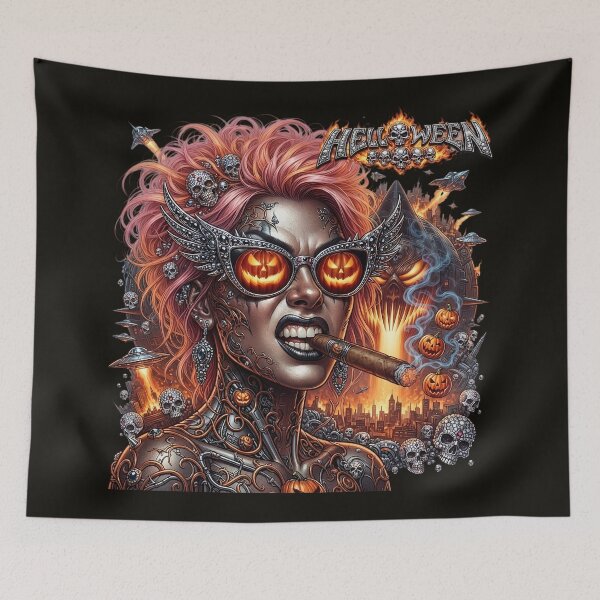 Item preview, Halloween Cyborg Woman Pumpkin Sunglasses Cigar designed and sold by Voodoo Store Paranormal Collections.