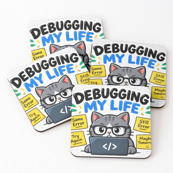 Item preview, Debugging My Life – Funny Programmer Cat Sticker designed and sold by Kushwaha18.
