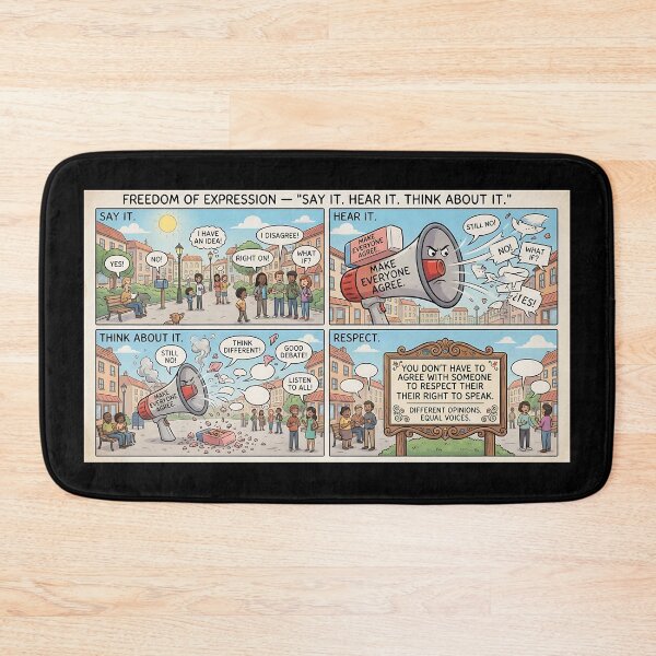 Item preview, Freedom of expression – comic with megaphone, debate and respect designed and sold by Mianku | Für das Leben.