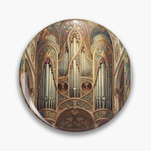 Item preview, Stained Glass Art Nouveau Cathedral Organ Art designed and sold by pinkal.
