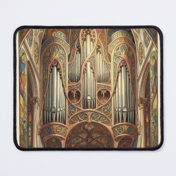Item preview, Stained Glass Art Nouveau Cathedral Organ Art designed and sold by pinkal.