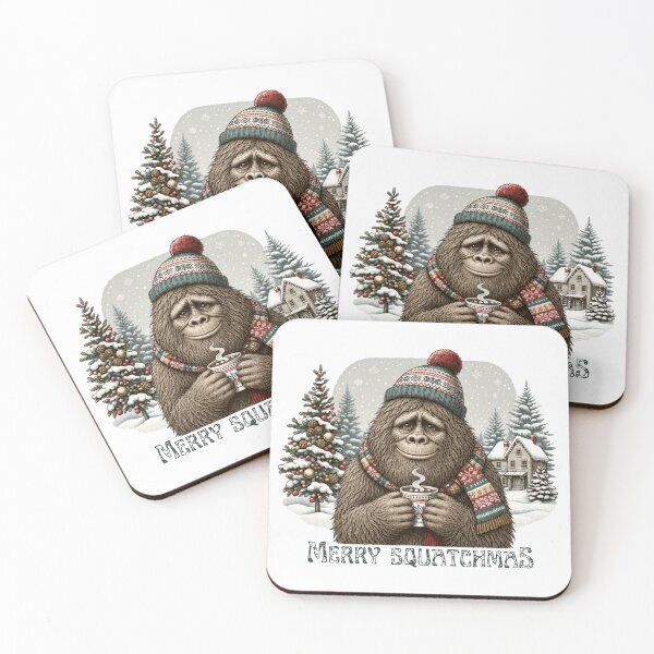 Item preview, Merry Squatchmas Bigfoot Christmas Design, Cozy Sasquatch Hot Cocoa Holiday Graphic designed and sold by LivingFullofFun.