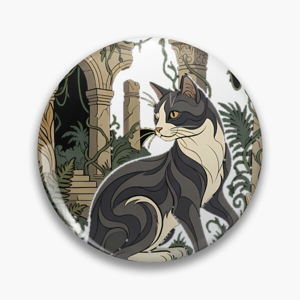 Item preview, Tuxedo Cat Temple Ruins Botanical designed and sold by alvixVerse Merch.