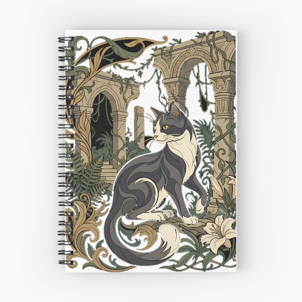 Item preview, Tuxedo Cat Temple Ruins Botanical designed and sold by alvixVerse Merch.