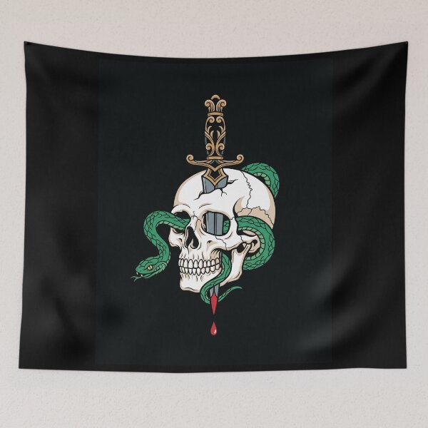 Item preview, Snake and Dagger Through Skull Tattoo Art designed and sold by digizonebydas.
