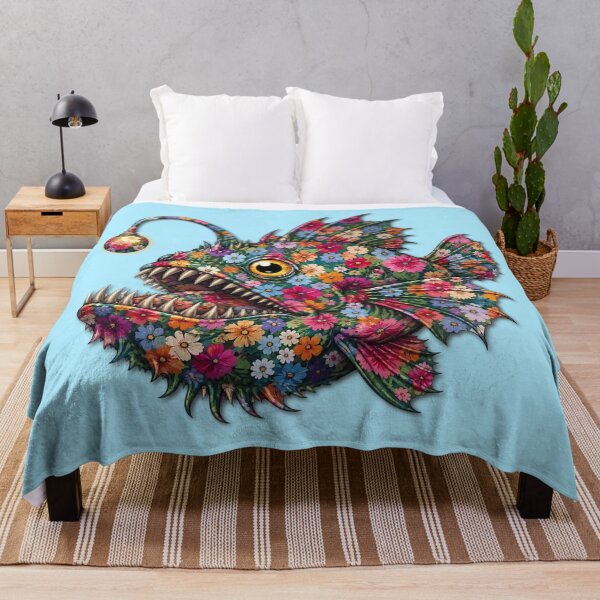 Item preview, Anglerfish | Colorful Floral Deep Sea Fish Art | Ocean Floral Collection designed and sold by Zaru Art Studio.