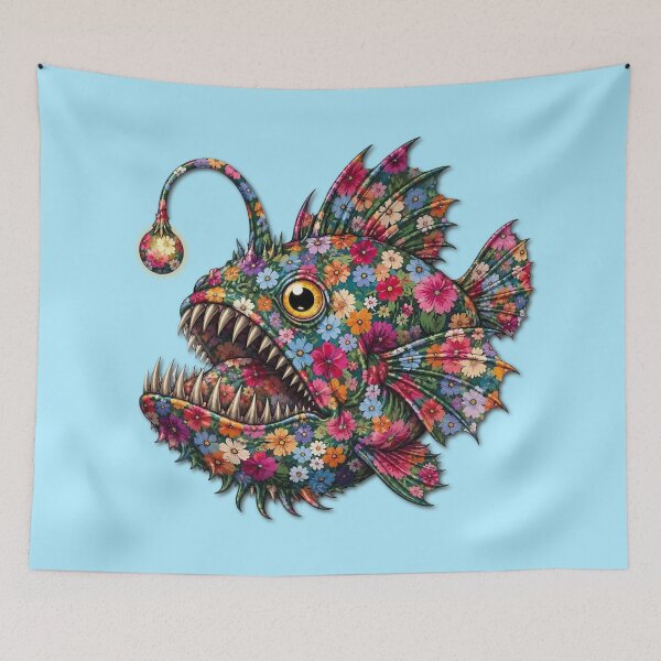 Item preview, Anglerfish | Colorful Floral Deep Sea Fish Art | Ocean Floral Collection designed and sold by Zaru Art Studio.