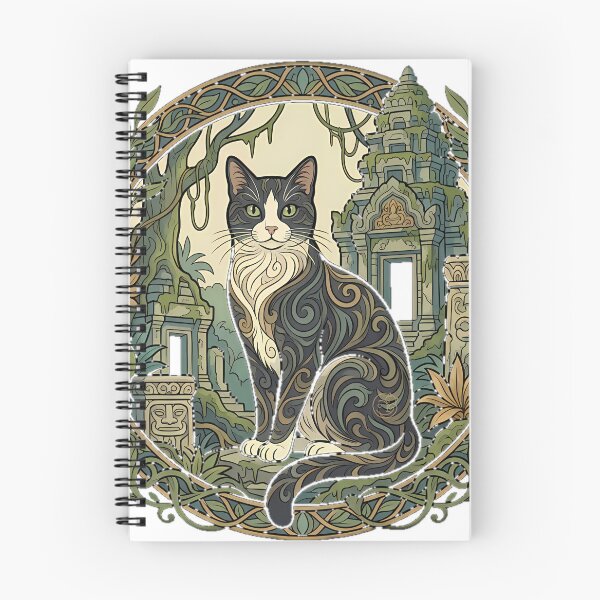 Item preview, Tuxedo Cat Jungle Temple Medallion designed and sold by alvixVerse Merch.