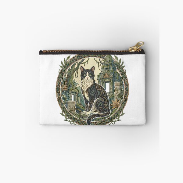 Item preview, Tuxedo Cat Jungle Temple Medallion designed and sold by alvixVerse Merch.