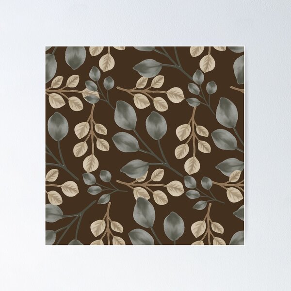 Item preview, Eucalyptus Leaves Dark Brown Seamless Pattern designed and sold by ​Jyoti Digital Artist.