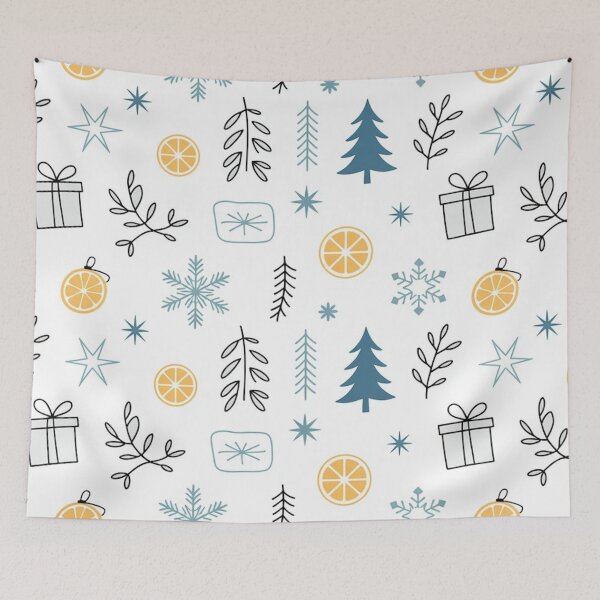 Item preview, Christmas Pattern Trees Snowflakes Orange Slices designed and sold by Mindful Wall Art Studio.