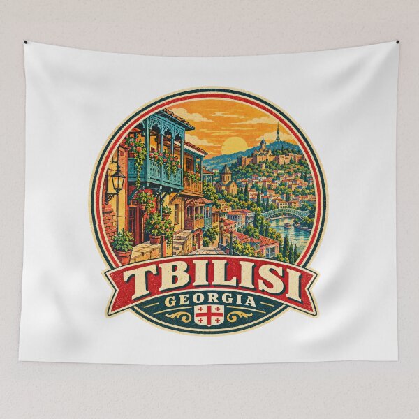 Item preview, Tbilisi Georgia Vintage Travel Poster – Retro Georgian City Souvenir designed and sold by Globalcitytees.