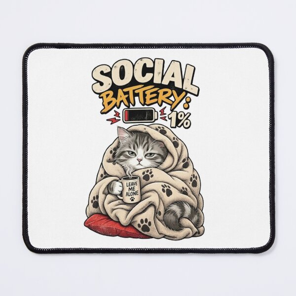Item preview, Social Battery 1% Leave Me Alone Cozy Funny Cat designed and sold by PetalsPaws.