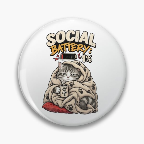 Item preview, Social Battery 1% Leave Me Alone Cozy Funny Cat designed and sold by PetalsPaws.