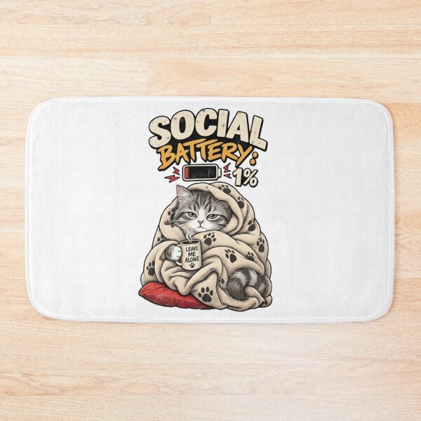 Item preview, Social Battery 1% Leave Me Alone Cozy Funny Cat designed and sold by PetalsPaws.