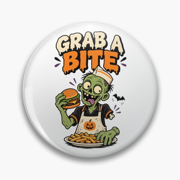Item preview, Grab a Bite Funny Zombie Burger Halloween Food Humor Design. designed and sold by The-T-In-Retro.