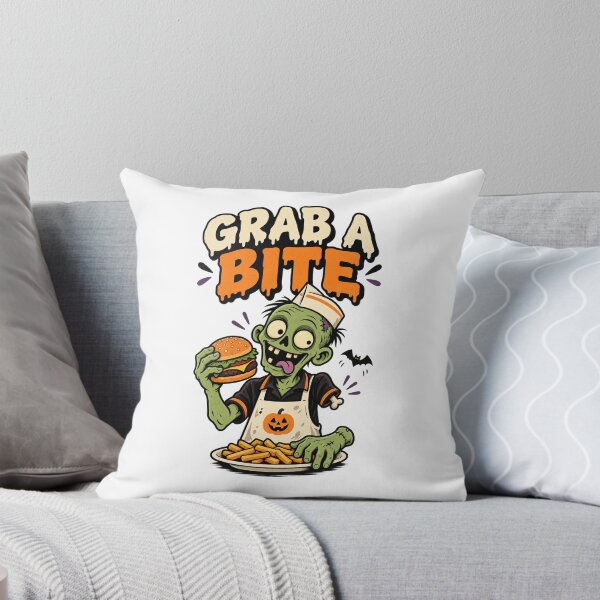 Item preview, Grab a Bite Funny Zombie Burger Halloween Food Humor Design. designed and sold by The-T-In-Retro.